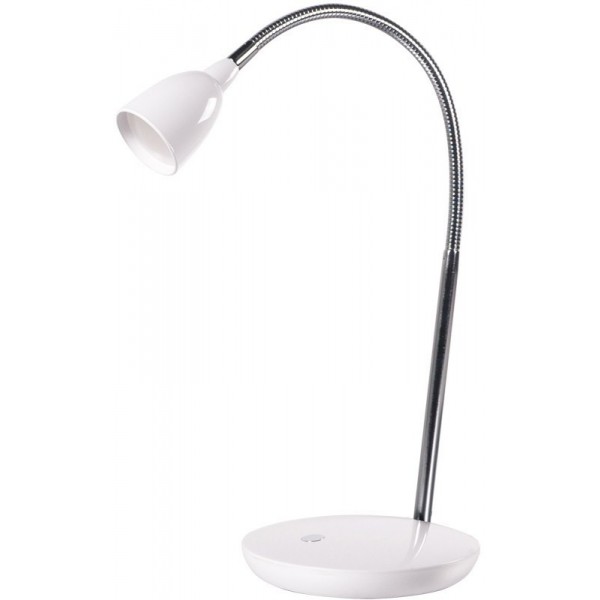 LED stolní lampička, 2.5W, 3000K, podstavec s vypínačem, bílá
