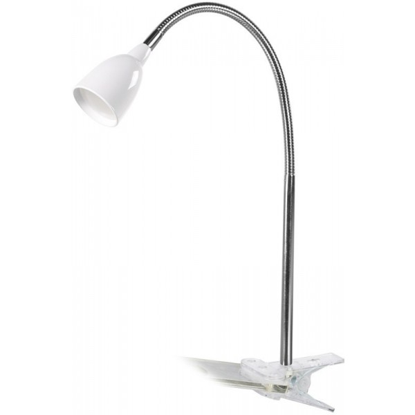 LED stolní lampička s klipem, 2.5W, 3000K, bílá
