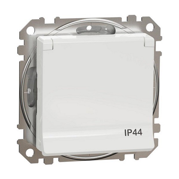Zásuvka SEDNA Design bílá lesklá IP44