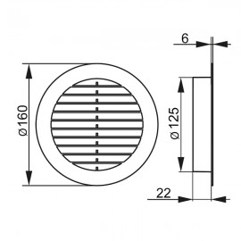 Větrací mřížka kruhová s přírubou Ø 125 mm plastová, bílá