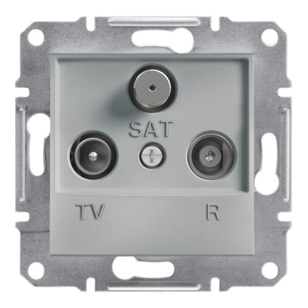 Zásuvka Asfora TV+R+SAT průběžná, aluminium