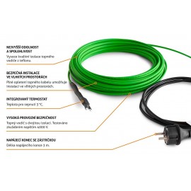 Topný kabel s termostatem defrostKabel 2LF 204W, 12m