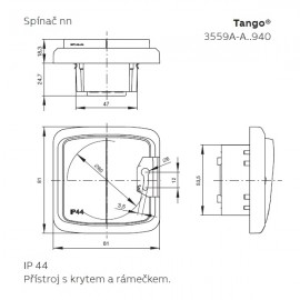 Venkovní vypínač č.6 ABB TANGO 3559A-A06940 S2 kouřově šedý, IP44