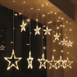 LED vánoční závěs s hvězdami 3m, 123LED, časovač, 3xAA, USB