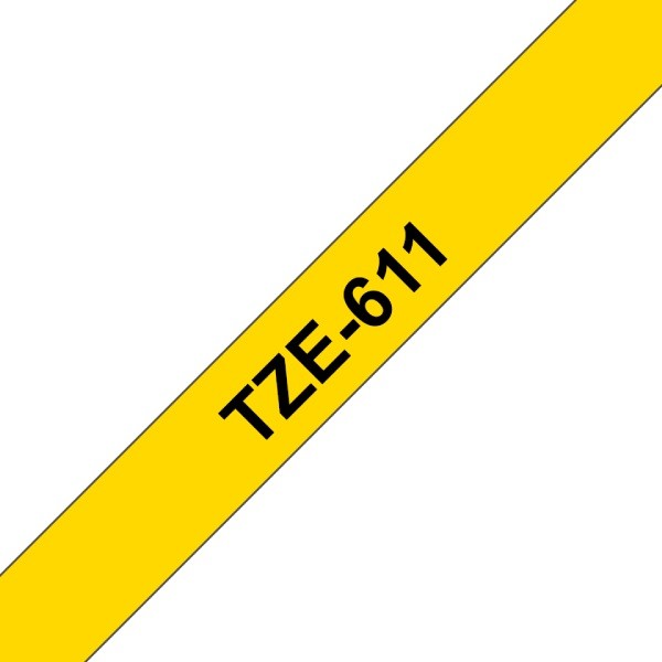 Páska do štítkovače Brother TZe-611 žlutá / černá, 6 mm