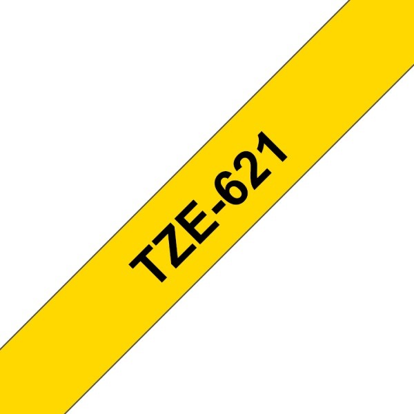 Páska do štítkovače Brother TZe-621 žlutá / černá, 9 mm