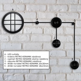 Ukázka nástěnné instalace Retro Keramik černá