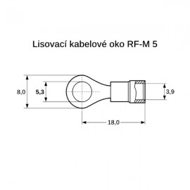 Kabelové oko 5,3 lisovací pro vodič 0,5-1,5mm, M5, červená