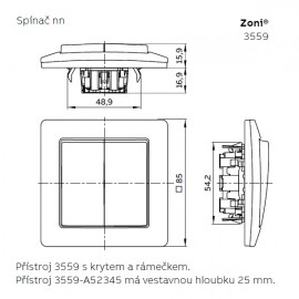 Kryt vypínače ABB ZONI 3559T-A00651 500 jednoduchý, bílý