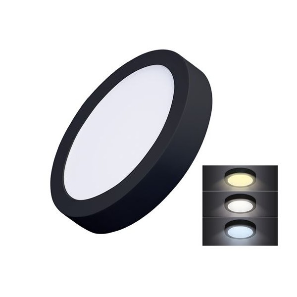 LED panel 17cm, 12W, 900lm, CCT 3000-6000K, černý