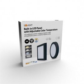LED panel 17x17cm, 12W, 900lm, CCT 3000-6000K, černý
