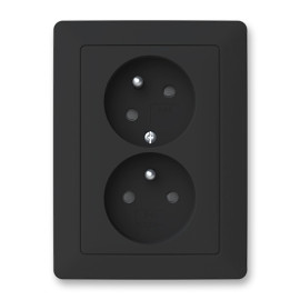 Dvojzásuvka ABB ZONI natočená s clonkami matná černá / bílá